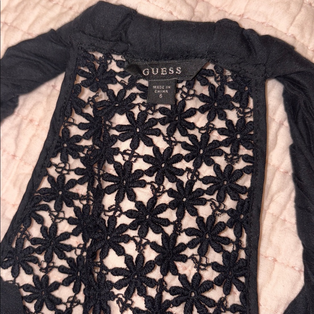 Guess Black Floral Lace Back Dress